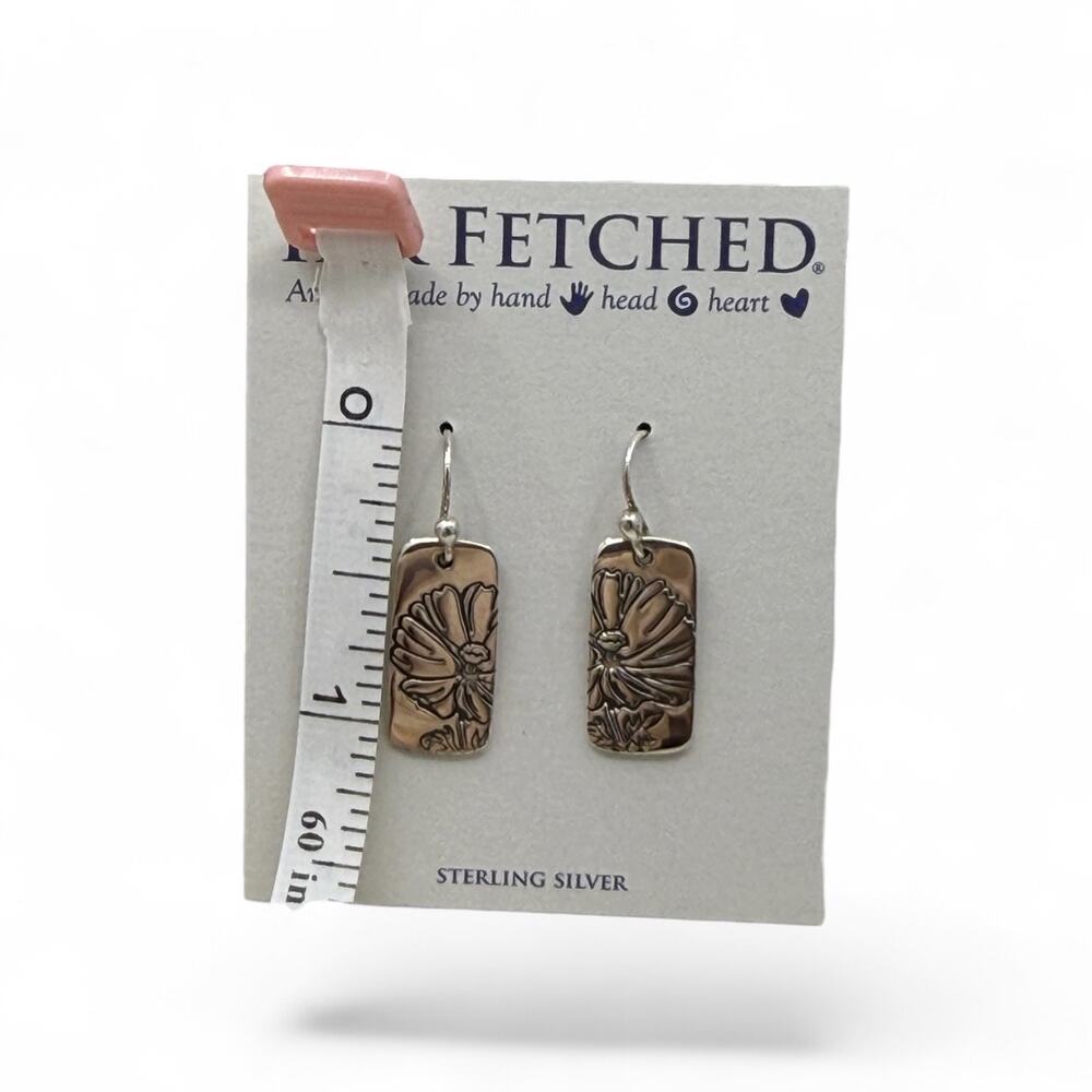Far Fetched Cosmos Flower Dangle Earrings 925 Sterling Silver Artisan Handmade - Picture 6 of 6